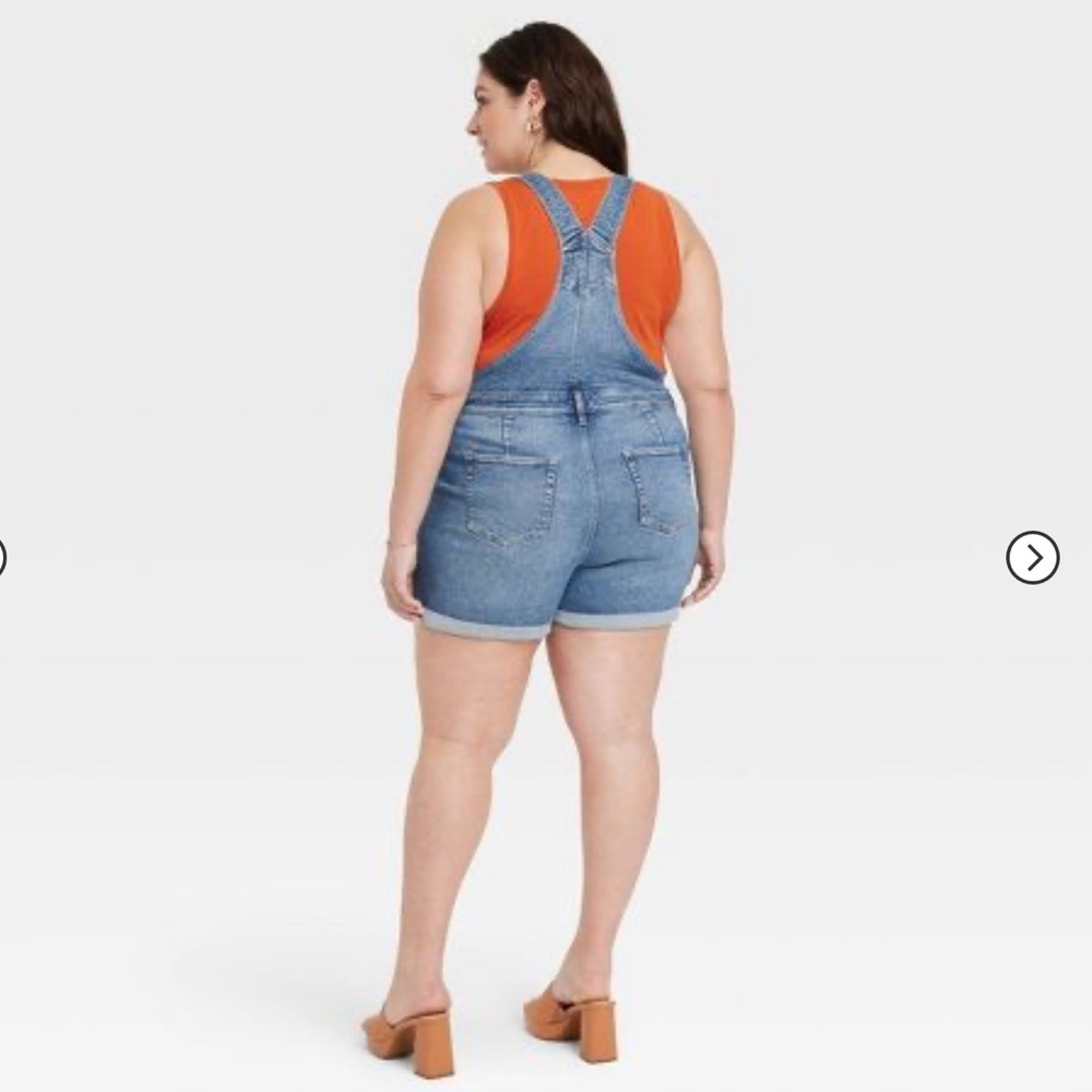 New Denim Shortalls - Ava & Viv™ Medium Wash - Picture 2 of 11